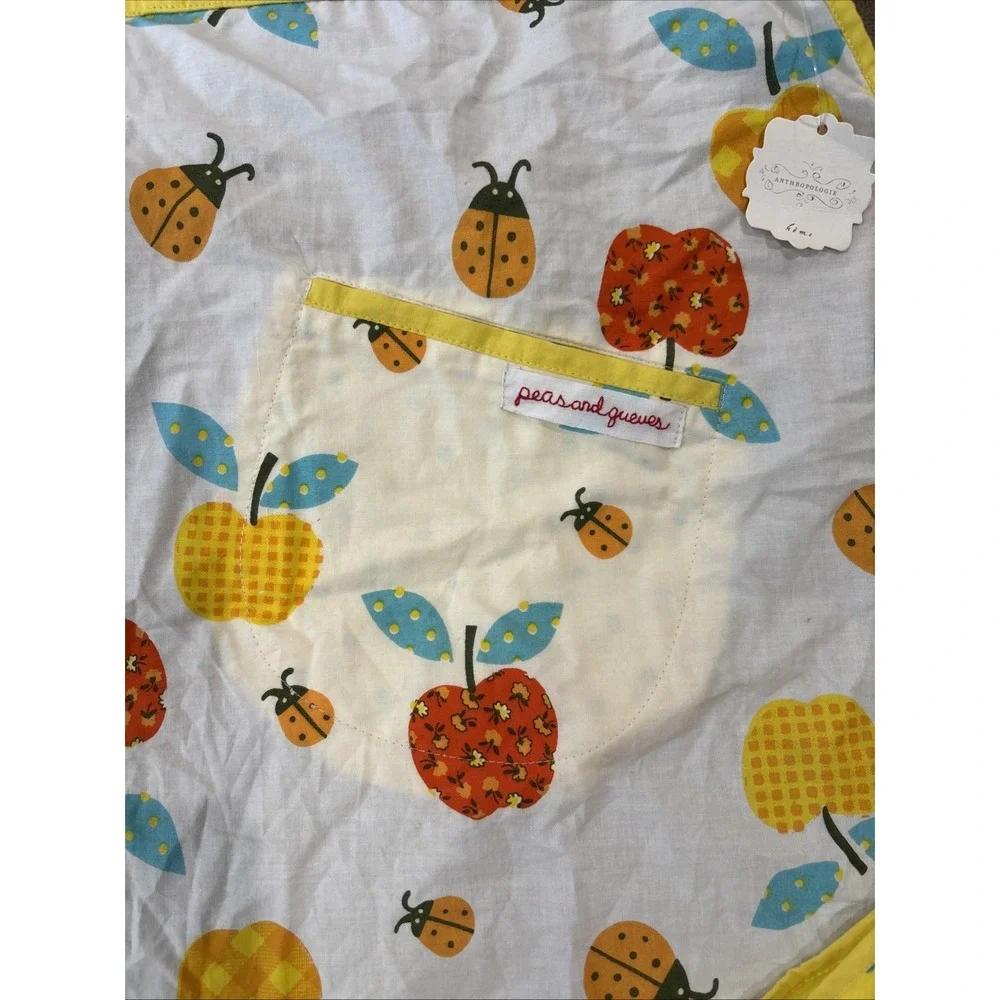 Anthropologie Apples Ladybugs Half Adult Apron Polka Dots Pockets NEW